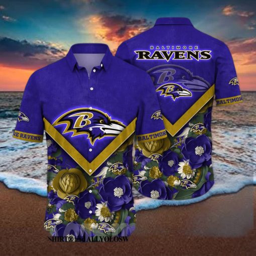 Baltimore Ravens NFL Flower All Over Print Classic Hawaiian Shirt