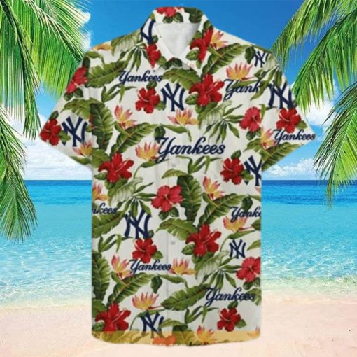 Baseball New York Yankees Funny Hawaiian Shirt Tropical Flower Pattern Beach Lovers Gift