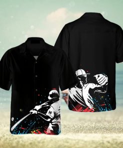 Baseball Players’ Silhouettes On Paintball Pattern Hawaiian Shirt