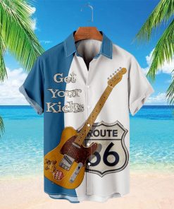 Bass Guitar Print Basic Vacation Short Sleeve Shirt