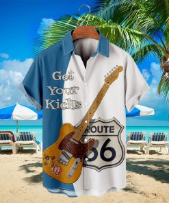 Bass Guitar Print Basic Vacation Short Sleeve Shirt