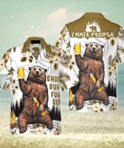 Bear Drinks Beer Hawaiian Shirtt