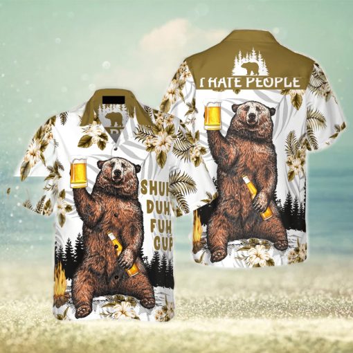 Bear Drinks Beer Hawaiian Shirtt