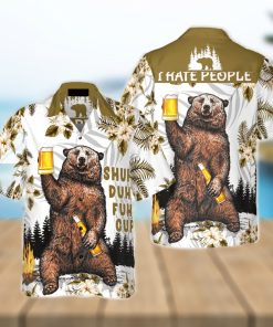 Bear Drinks Beer Hawaiian Shirtt