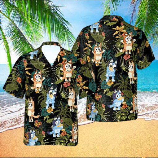 Bingo And Bluey Tropical Floral Hawaiian Shirt