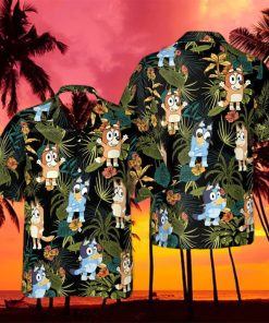 Bingo And Bluey Tropical Floral Hawaiian Shirt