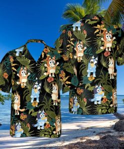 Bingo And Bluey Tropical Floral Hawaiian Shirt