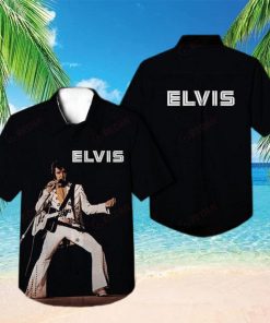 Black Aloha Elvis Presley Hawaiian Shirt Birthday Gift For Music Lovers