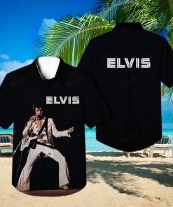 Black Aloha Elvis Presley Hawaiian Shirt Birthday Gift For Music Lovers