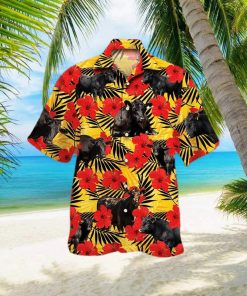 Black Angus Cattle Lovers Hibiscus Flower 3D Hawaiian Shirt