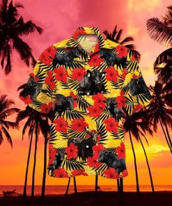 Black Angus Cattle Lovers Hibiscus Flower 3D Hawaiian Shirt