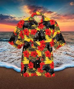 Black Angus Cattle Lovers Hibiscus Flower 3D Hawaiian Shirt