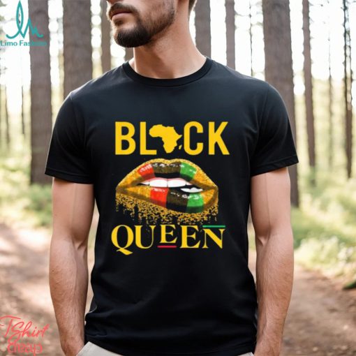 Black Queen Lip American African Flag T Shirt