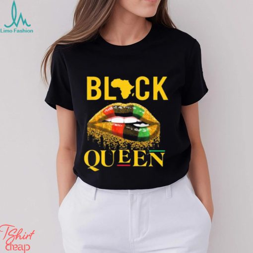 Black Queen Lip American African Flag T Shirt