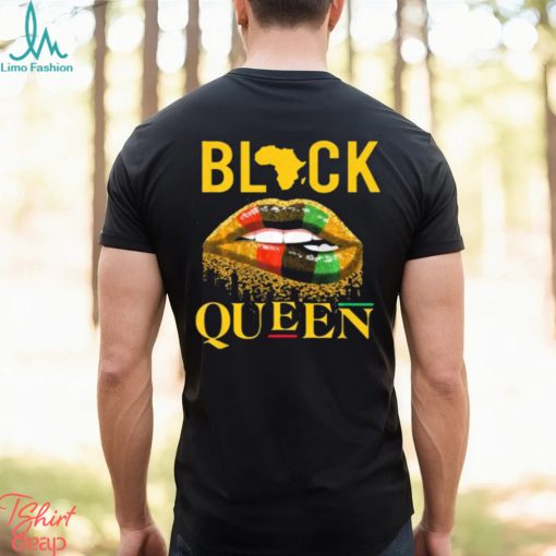 Black Queen Lip American African Flag T Shirt