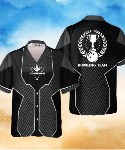 Black Sports Style Trophy Emblem Personalized Bowling Tropical Hawaiian Shirt