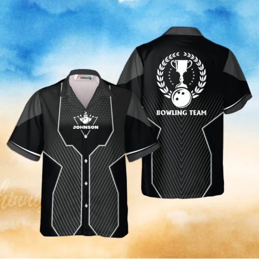 Black Sports Style Trophy Emblem Personalized Bowling Tropical Hawaiian Shirt