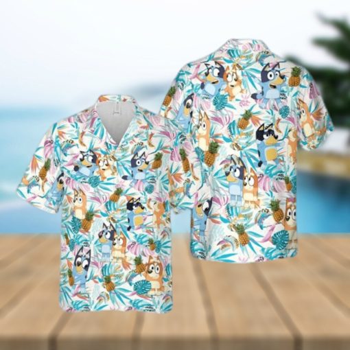 Bluey Bingo And Pineapple Aloha AOP Trending Hawaiian Shirt For Summer Vacation