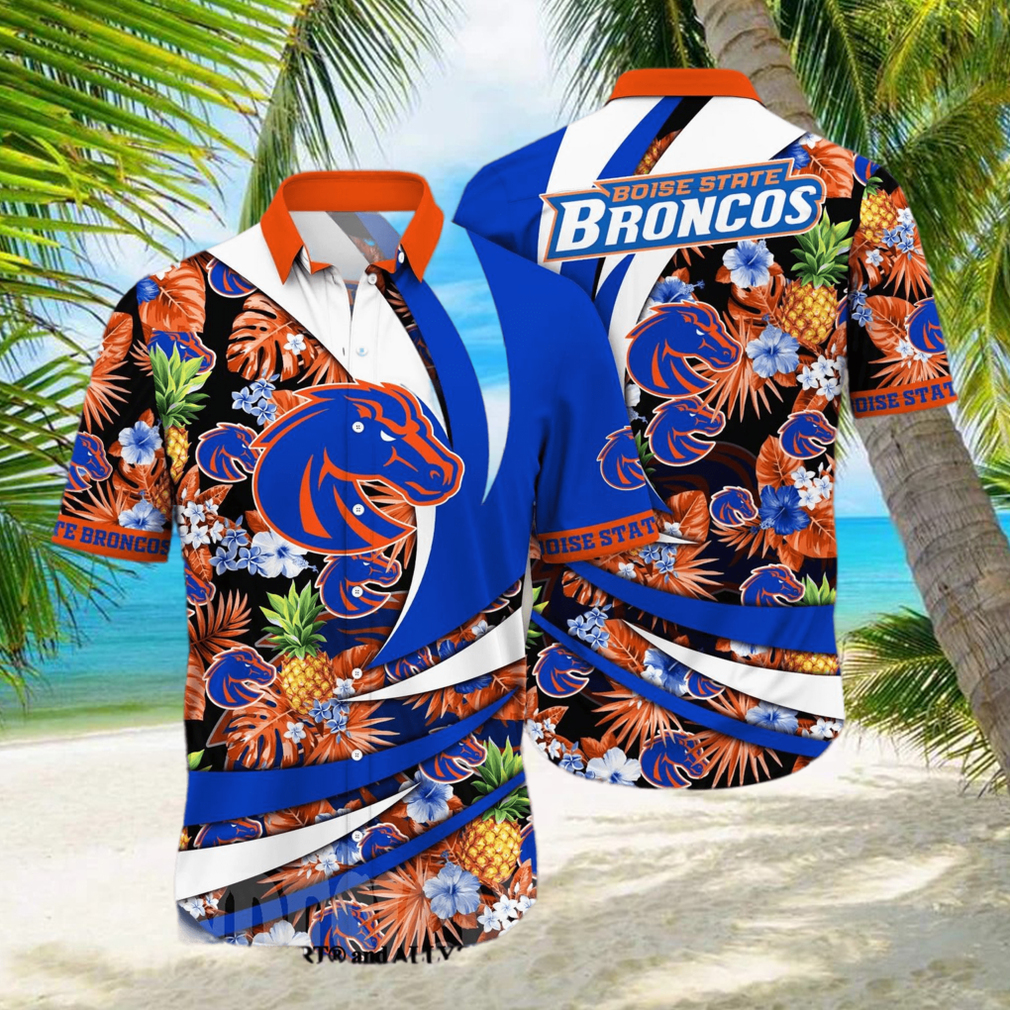 NCAA Boise State Broncos Flower Custom Button Up Hawaiian Shirt 3D