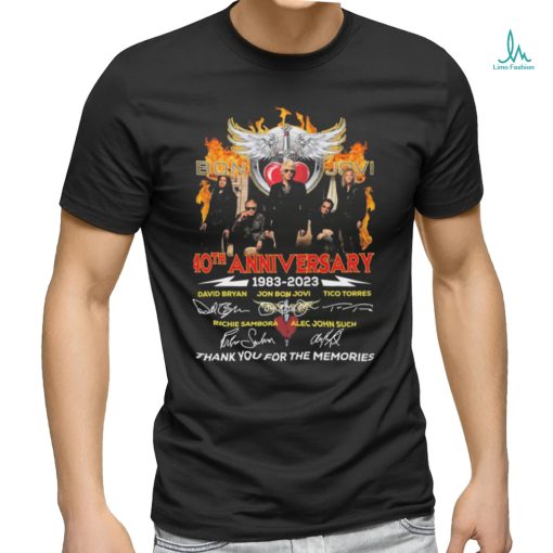 Bon Jovi Hard Rock 1983 2023 40th Anniversary Thank You For The Memories Signatures Shirt