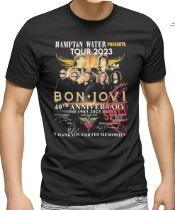 Bon Jovi The Hampton Water Present Tour 2023 40th Anniversary 1983 2023 Thank You For The Memories Signatures Shirt