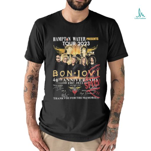 Bon Jovi The Hampton Water Present Tour 2023 40th Anniversary 1983 2023 Thank You For The Memories Signatures Shirt