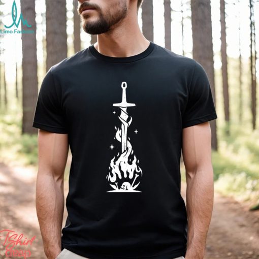 Bonfire Sword and fire skull art shirt