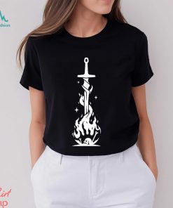 Bonfire Sword and fire skull art shirt
