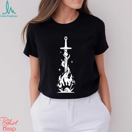 Bonfire Sword and fire skull art shirt