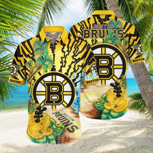 Boston Bruins NHL Flower 3D All Over Print Hawaiian Shirt