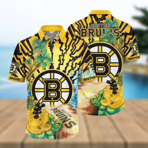 Boston Bruins NHL Flower 3D All Over Print Hawaiian Shirt