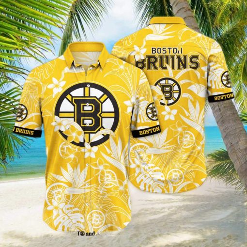 Boston Bruins NHL Flower 3D Full Print Hawaiian Shirt