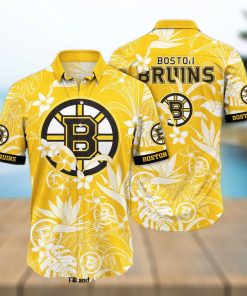 Boston Bruins NHL Flower 3D Full Print Hawaiian Shirt