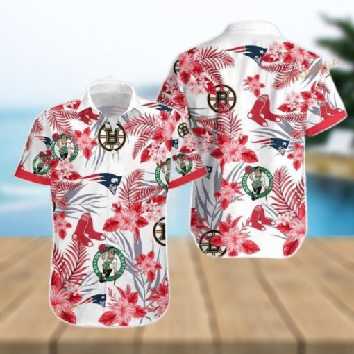 Boston Celtics Funny Hawaiian Shirt  Tropical Flora Beach Lovers Gift