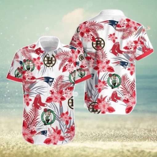 Boston Celtics Funny Hawaiian Shirt  Tropical Flora Beach Lovers Gift