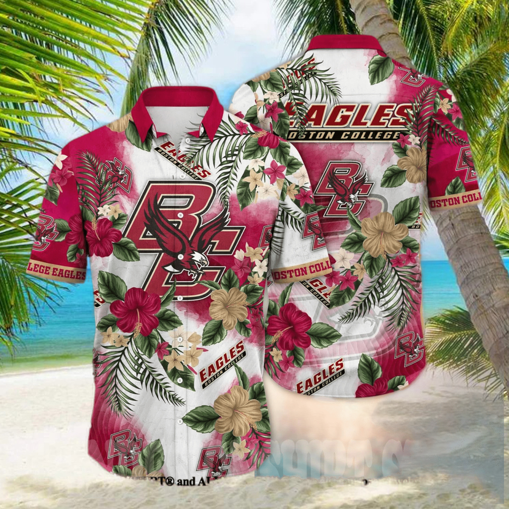 Boston College Eagles NCAA Flower Hawaiian Shirt 3D Shirt, Boston College Eagles  Mens Gifts - T-shirts Low Price