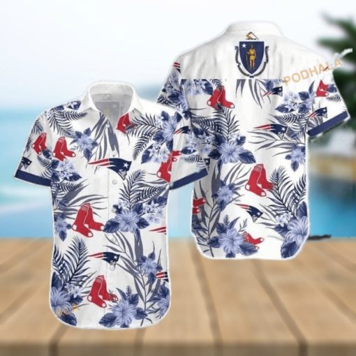 Boston Red Sox MLB Hawaiian Shirt  Hibiscus Flower Pattern Aloha Shirt