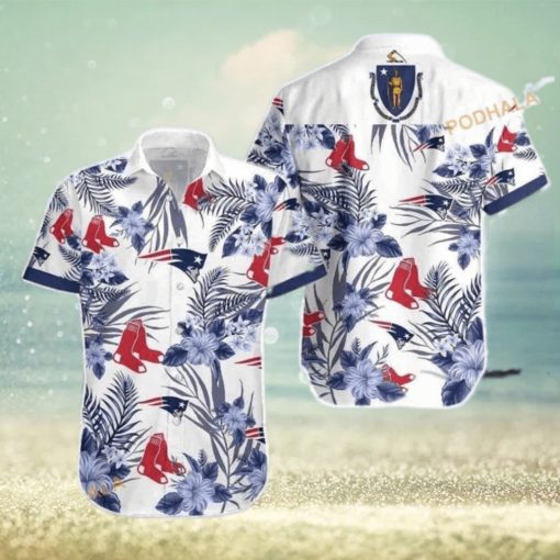 Boston Red Sox MLB Hawaiian Shirt  Hibiscus Flower Pattern Aloha Shirt