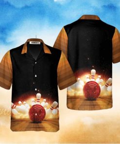 Bowling Strike Hit Fire Explosion Bowling Tropical Hawaiian Shirt