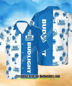 Bud Light Beer Blue And White Hawaiian Shirt