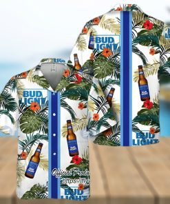 Bud Light Beer Blue Stripe Hawaiian Shirt