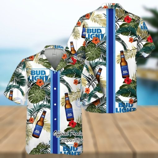Bud Light Beer Blue Stripe Hawaiian Shirt