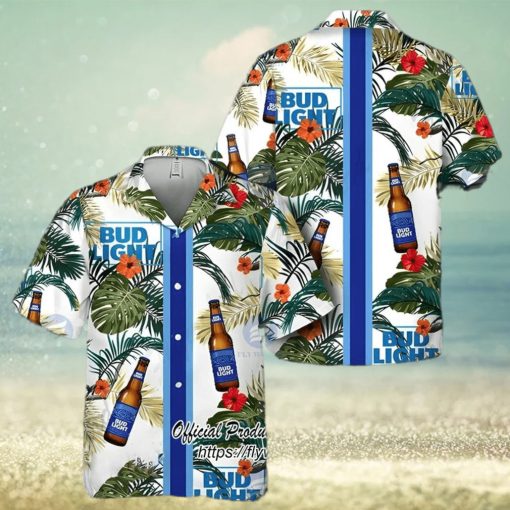 Bud Light Beer Blue Stripe Hawaiian Shirt