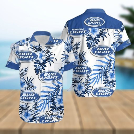 Bud Light Beer Hibiscus Tropical Hawaiian Shirt