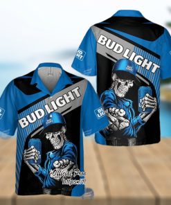 Bud Light Beer Skeleton Hawaiian Shirt