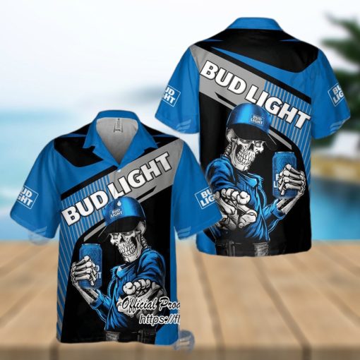 Bud Light Beer Skeleton Hawaiian Shirt