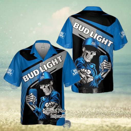 Bud Light Beer Skeleton Hawaiian Shirt