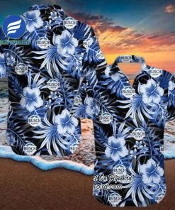 Bud Light Hibiscus Flowers Button Hawaiian Shirt