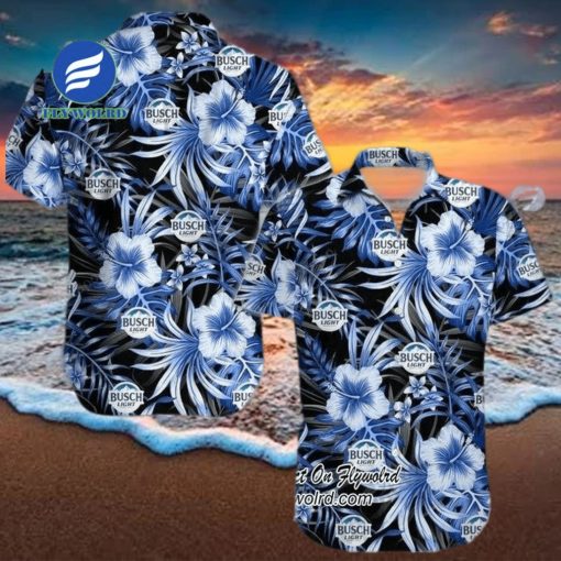 Bud Light Hibiscus Flowers Button Hawaiian Shirt