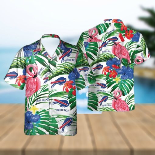 Buffalo Bills Hawaiian Shirt Flamingos Tropical Leaves Summer Gift For Friend  NFL Hawaiian Shirt